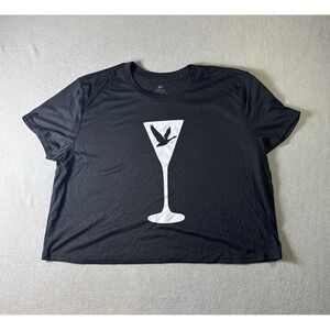 Grey Goose Vodka Women's Large Black Crop Top T-Shirt Martini Glass Graphic